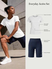 White Shirt + Navy Short