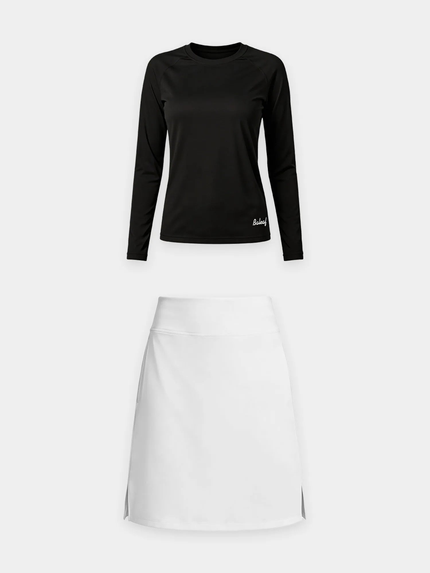 Black Shirt + White Skirt